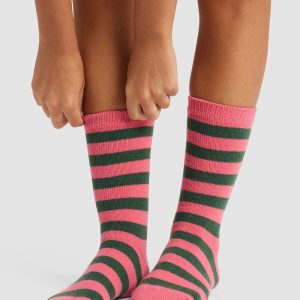 Striped Plush Lounge Calf Sock - Last Chance