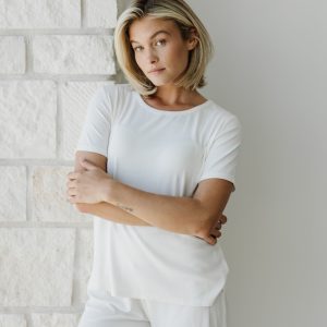 Women's Bamboo Rib-Knit Short Sleeve Lounge Top - Last Chance